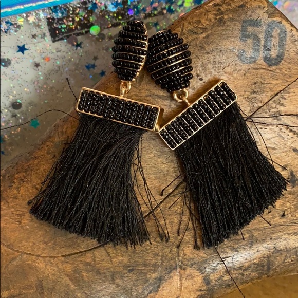Baublebar Black Beaded Fringe Drop Earrings NEW - Picture 1 of 2